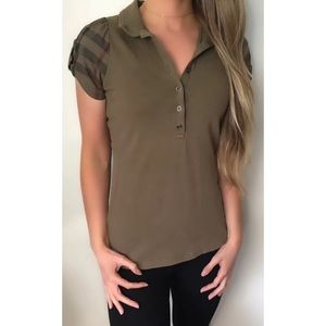 Burberry Brit Check Sleeve Puff Polo Shirt Small